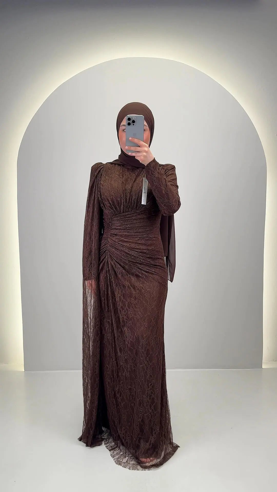 Robe de soirée Asell Marron