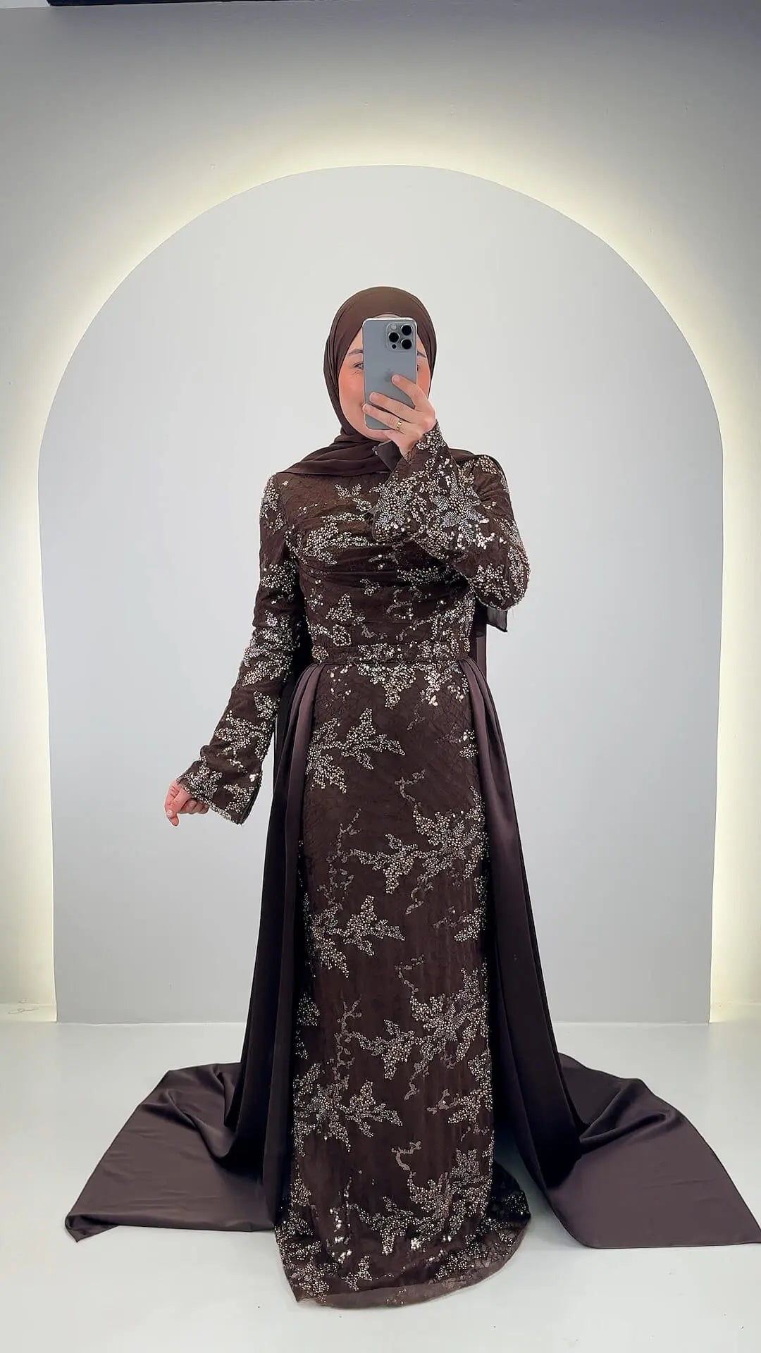 Robe de soirée Azmia Marron