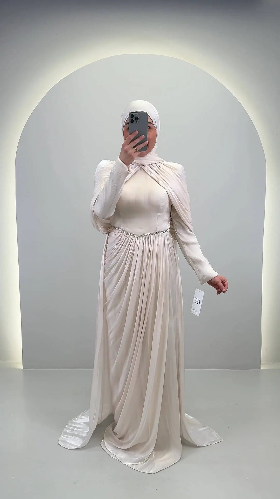 Robe de soirée Nefa Beige
