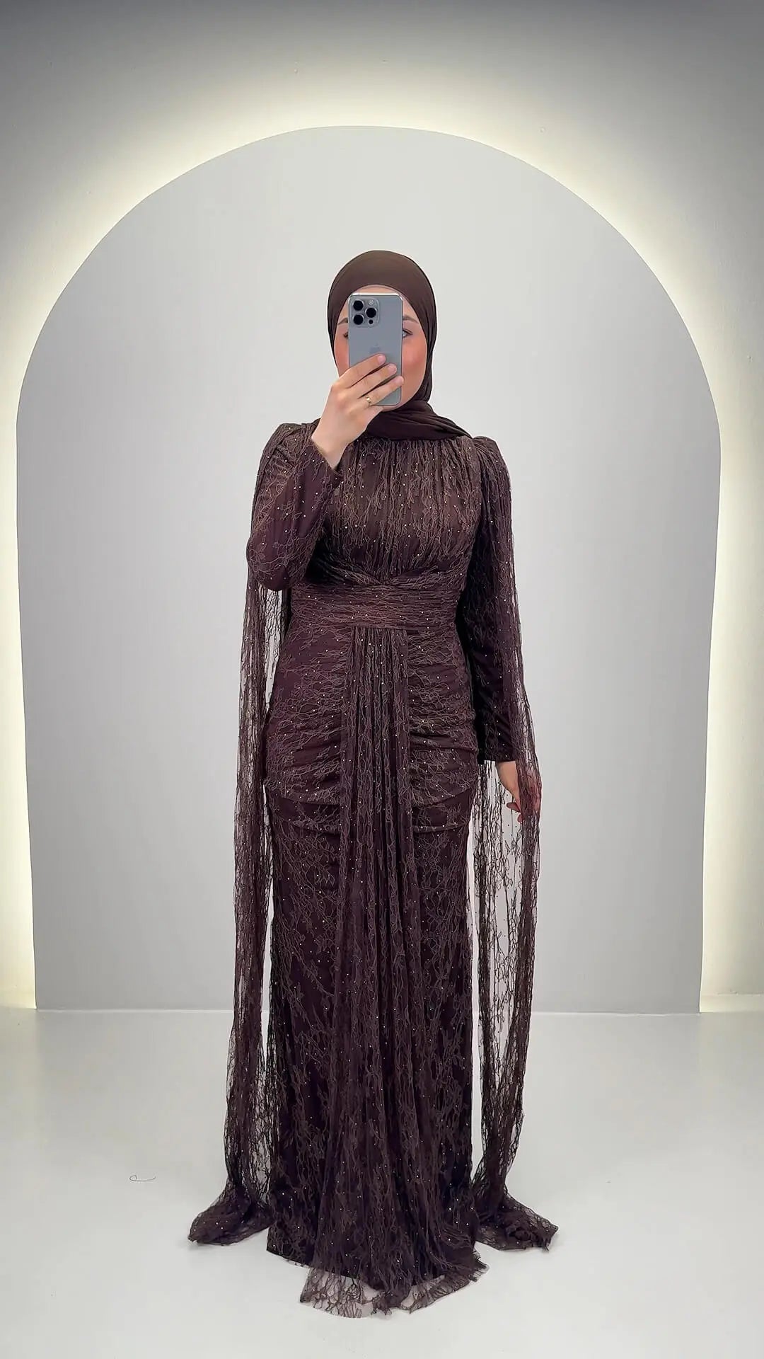 Robe de soirée Nirama Marron