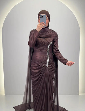 Robe de soirée Velina Marron