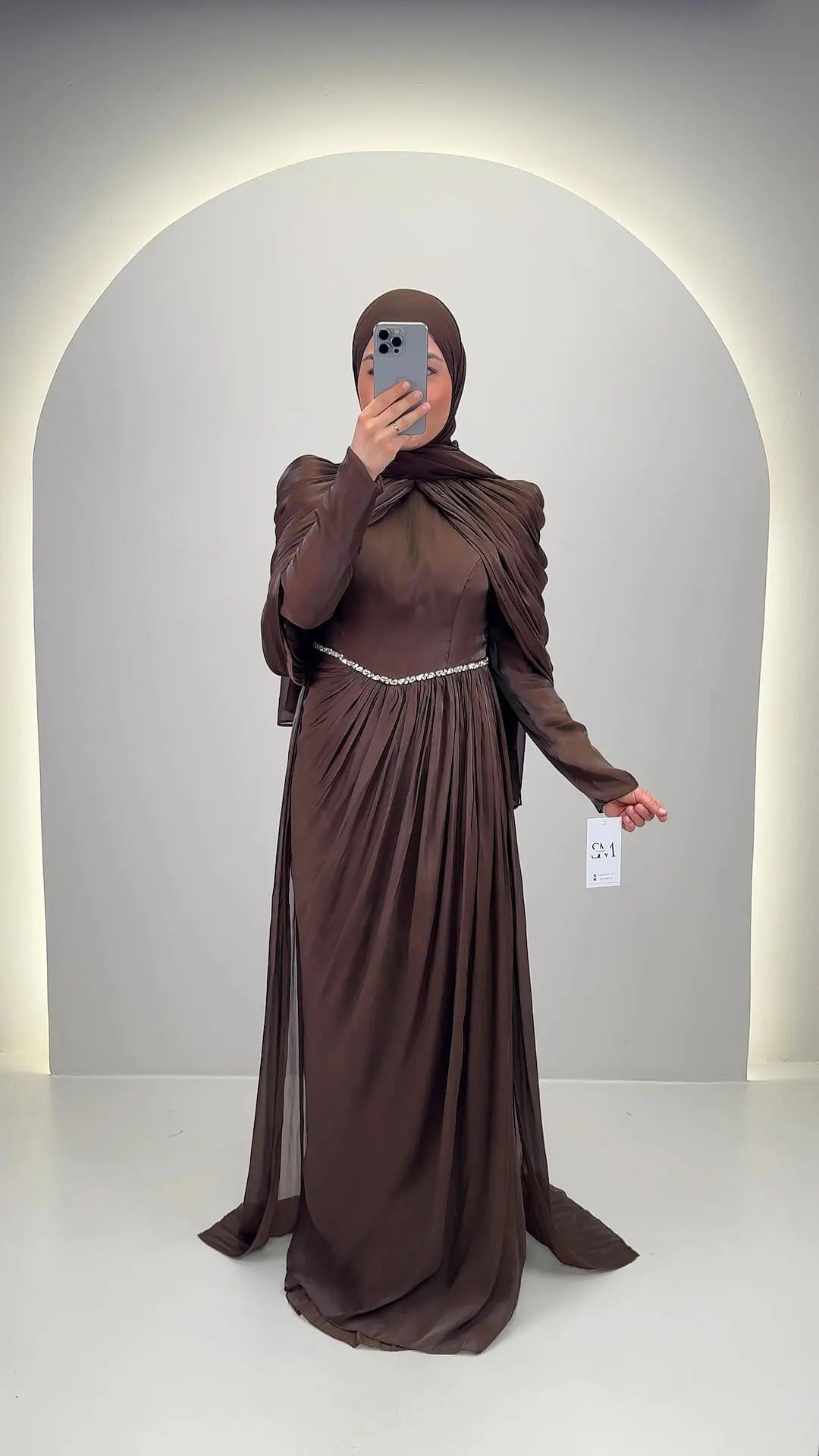 Robe de soirée Nefa Marron