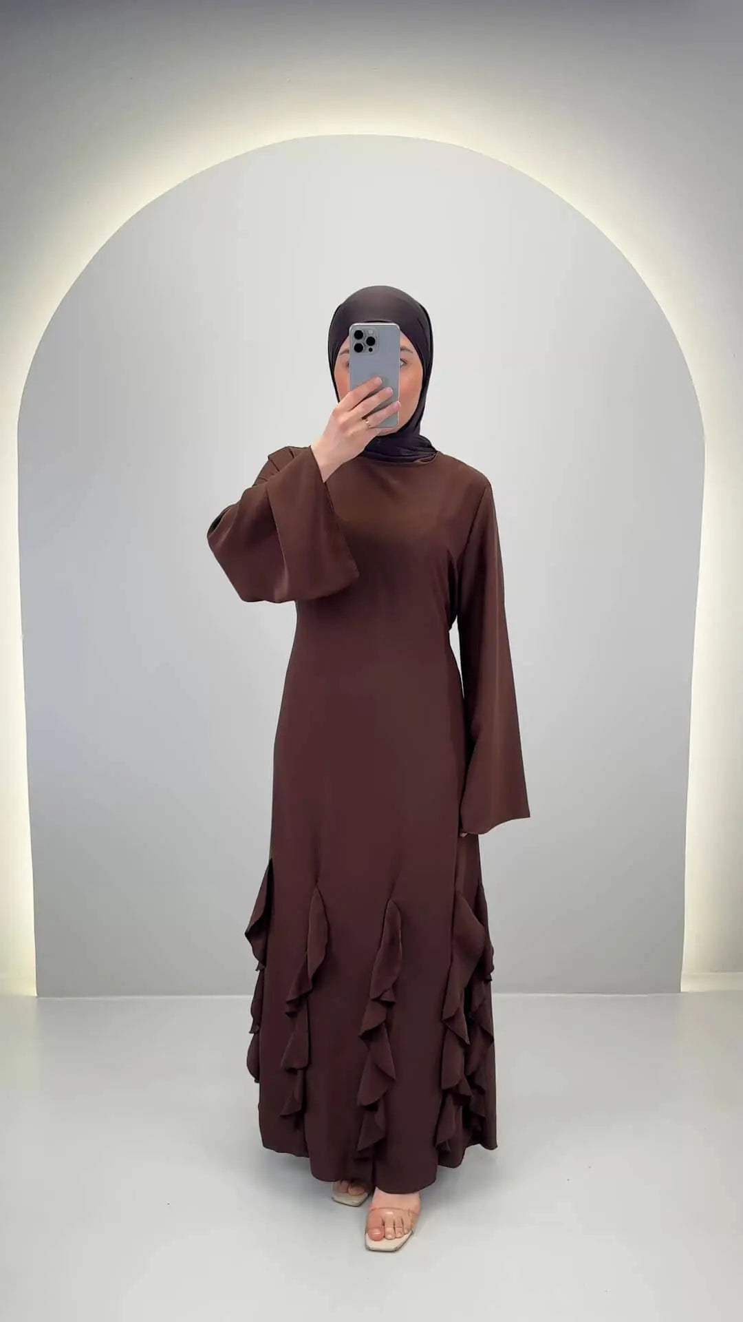 Robe de soirée Diya Marron 01