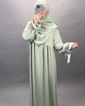 Ensemble Abaya Mila avec Khimar Menthe