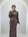 Robe de soirée Esmiya Marron