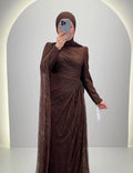 Robe de soirée Mireya Marron