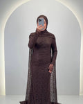 Robe de soirée Liora marron avec Hijab