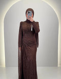 Robe de soirée Asell Marron