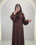 Hifaya Abaya Set avec Khimar Marron