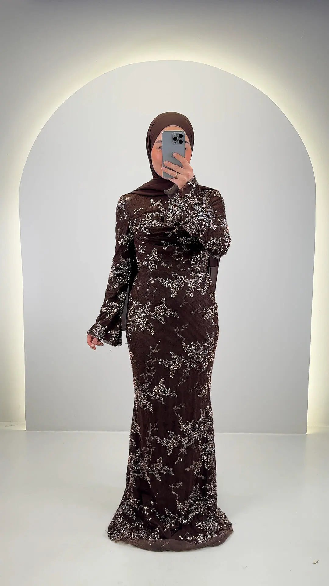 Robe de soirée Azmia Marron