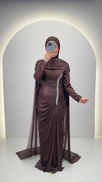 Robe de soirée Velina Marron