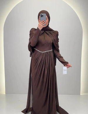 Robe de soirée Nefa Marron