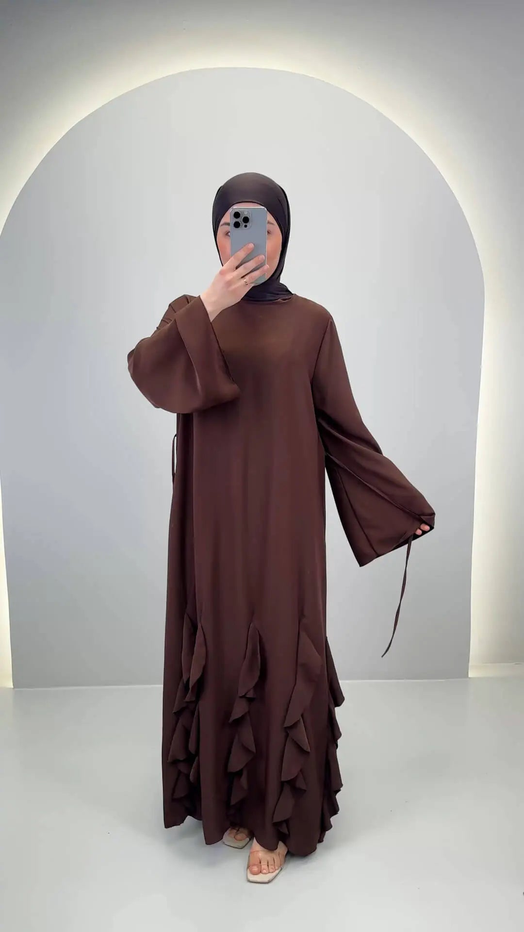 Robe de soirée Diya Marron 01