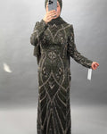 Robe de soirée Huda kaki