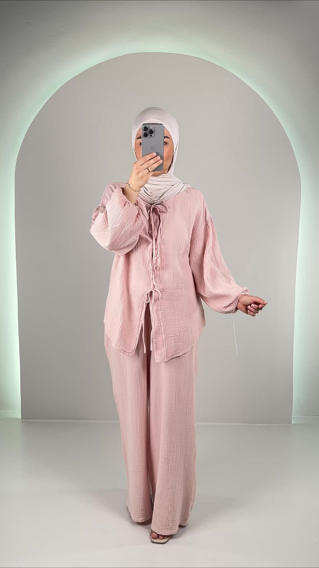 Aria Musselin Zweiteiler Rosa