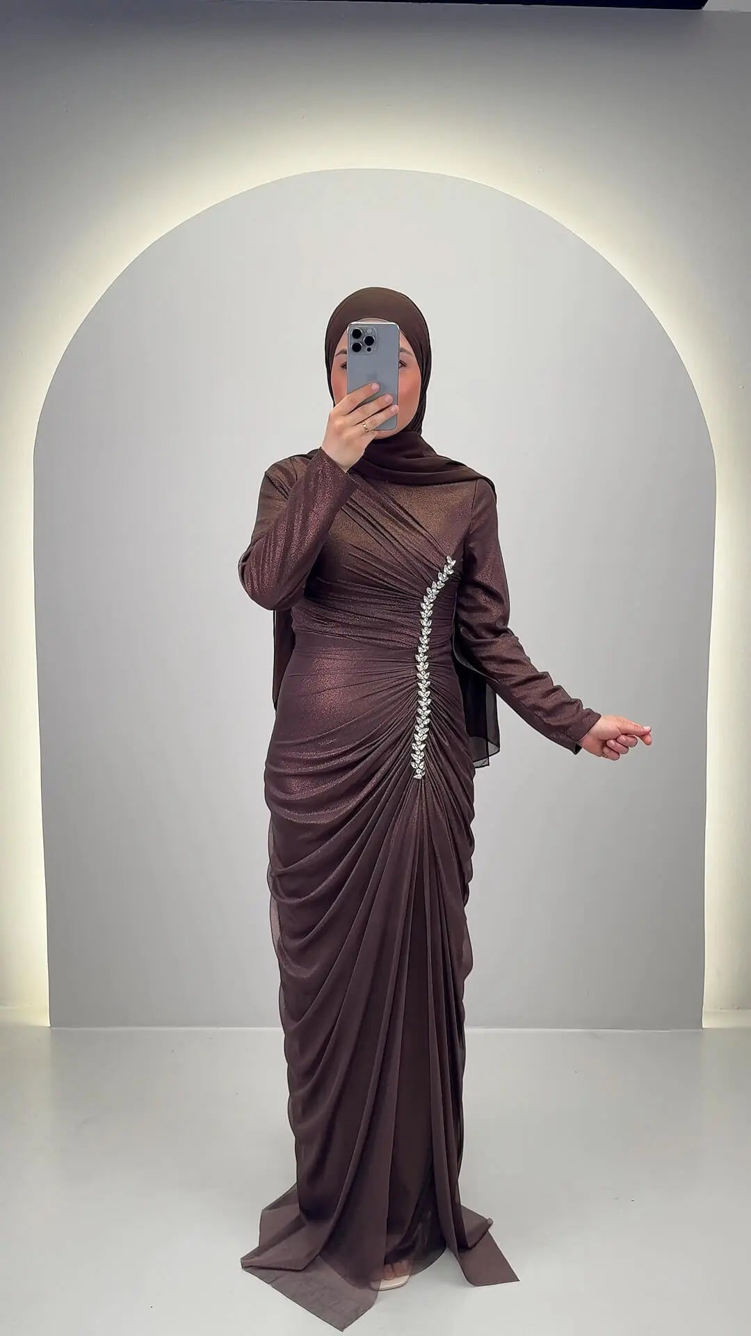 Robe de soirée Velina Marron