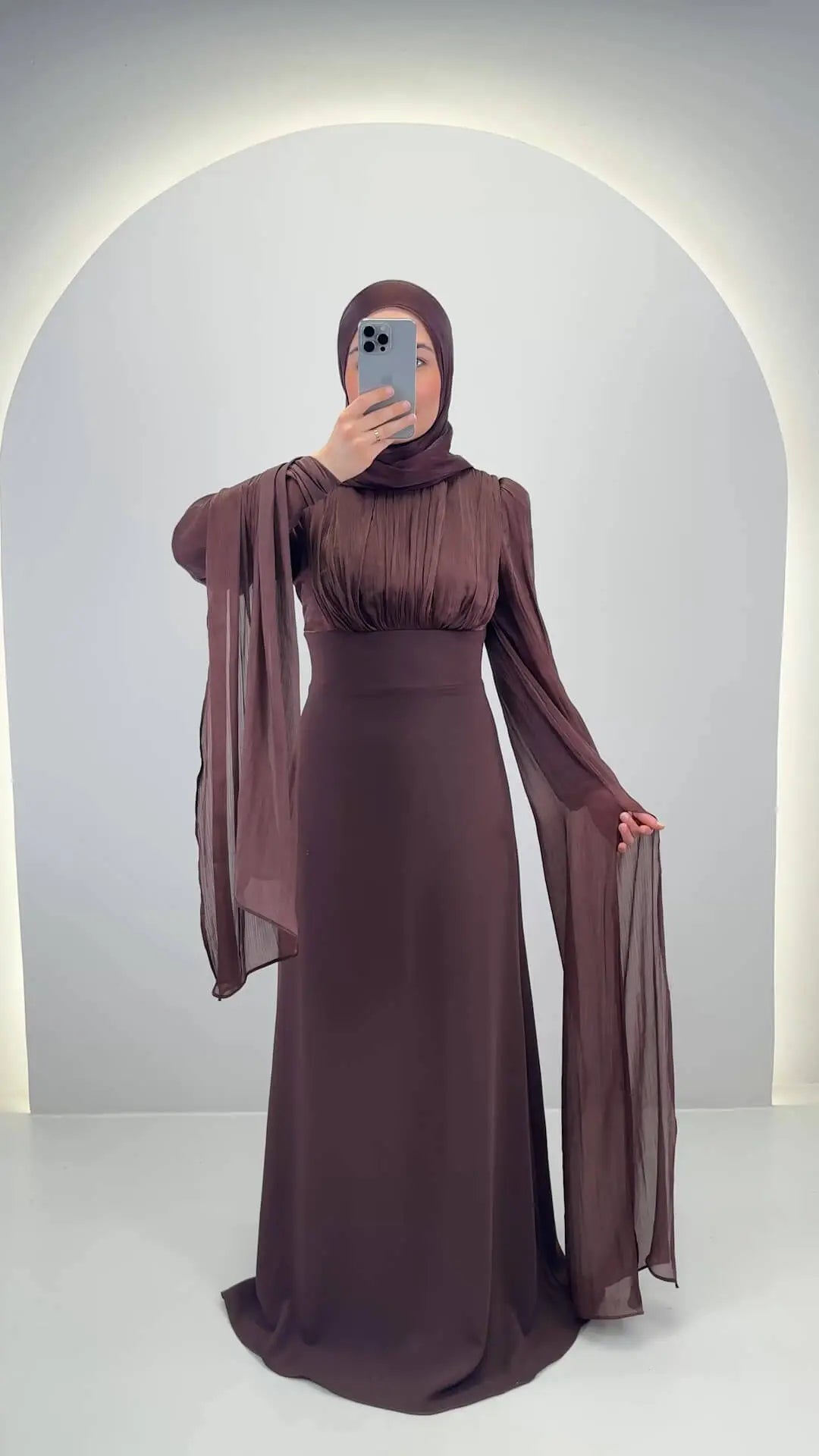 Robe de soirée Yarenay marron